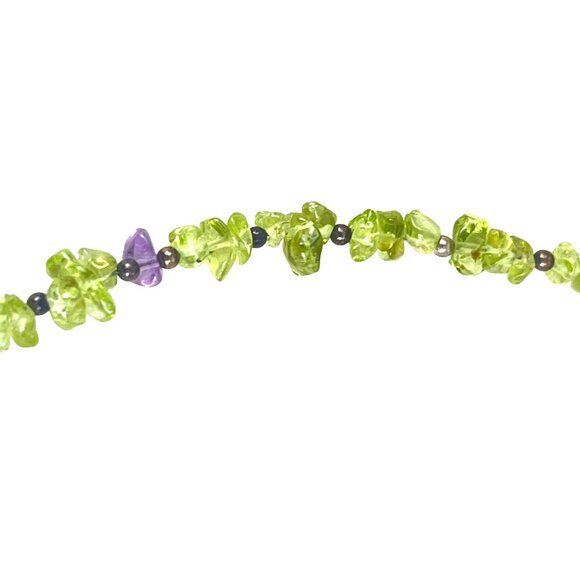 Peridot & Amethyst Necklace With Gemstone Pendant - Picture 8 of 10